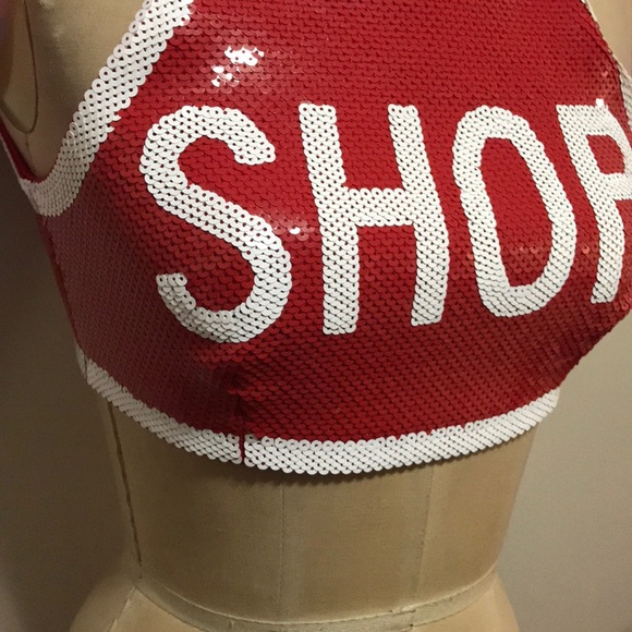 Moschino Couture Red Shop Stop Sign Top - Picture 3 of 8